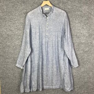 CP Shades Linen Tunic‎ Top Womens Long Sleeve Button Up Shirt Dress Size Large